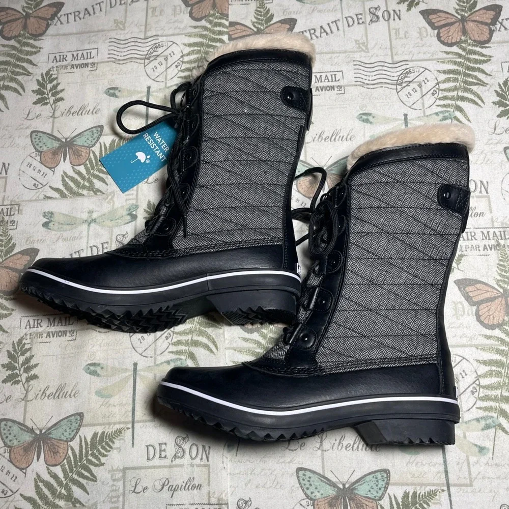 JBU‎ by Jambu Chilly Water Resistant Black Herringbone Winter Snow Boots